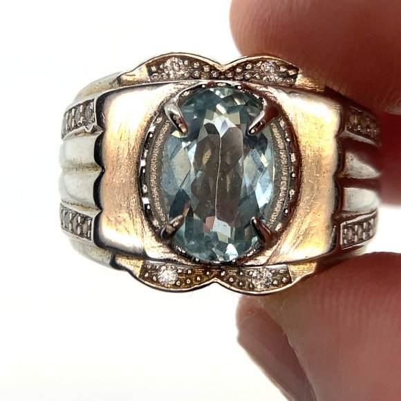 Aquamarine 2.58ct Platinum Finish Solid 925 Sterling Silver Ring - Picture 1 of 7